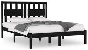 3103942 vidaXL Cadru de pat King Size, negru, 150x200 cm, lemn masiv de pin