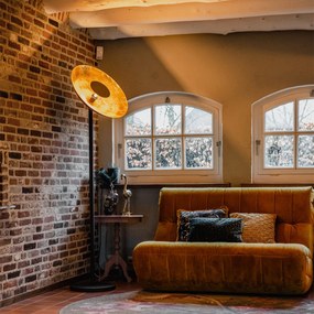 Lampă de podea industrială neagră cu interior auriu 60 cm - Magnax