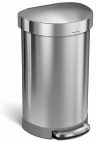 Coș cu pedale semi-rotund 45 l, oțel mat, oțel inoxidabil