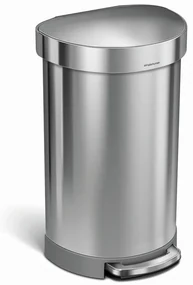 Coș cu pedale semi-rotund 45 l, oțel mat, oțel inoxidabil