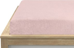 Cearsaf elastic fleece MOLTON roz deschis 180 x 200 cm