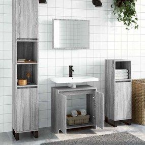 vidaXL Set mobilier de baie, 2 piese, gri sonoma, lemn prelucrat