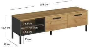 Masă TV Shanna (Stejar craft auriu + antracit). 1053220