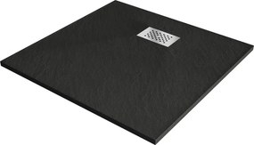 Mexen Hugo cadă de duș pătrată SMC 90 x 90 cm, neagră, mască inox - 42709090-X