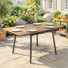 Outsunny Masă de grădină 140 x 80 cm pentru 6 persoane rezistentă la rugină masă de exterior cu blat WPC Picioare reglabile, Teak | Aosom Romania