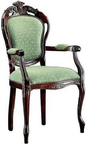 Scaun lemn masiv clasic Baroque cu Spătar Tapițat și Brațe, 58 × 58 × 107 cm - Nuc