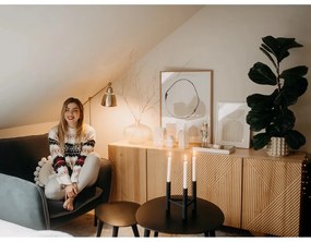 Sfeșnic din aluminiu Bloomingville Deeb, înălțime 20 cm, negru