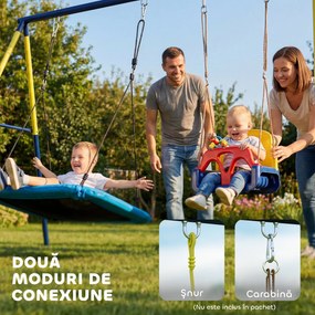 AIYAPLAY Cadru pentru Leagăn de Grădină pentru Copii, Structură din Oțel, Anti-UV, Impermeabil, Suportă 150 kg, cu 4 Cârlige pentru Leagăn Tip Cuib, Leagăn în U, Scară, 260x160x178 cm, Albastru | Aosom Romania