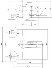 Baterie de cadă Cersanit S951-006 MILLE crom lucios