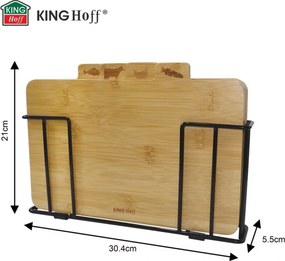 Set 4 tocatoare cu suport Kinghoff KH 2010, 28,5 x 20 cm, Marcaj, Bambus, Maro/Negru