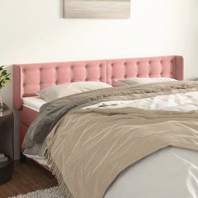 3119267 vidaXL Tăblie de pat cu aripioare roz 183x16x78/88 cm catifea
