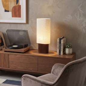 Lampă de podea Japandi din lemn de nuc cu abajur textil 70cm - Lamel