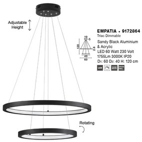 Lustra LED dimabila design circular EMPATIA D-60cm