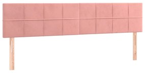 Pat cu arcuri, saltea  LED, roz, 180x200 cm, catifea Roz, 180 x 200 cm, Cu blocuri patrate