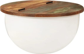 vidaXL Măsuță de cafea, alb, 50x27 cm, lemn masiv reciclat