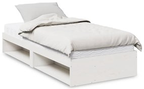 vidaXL Pat de zi cu saltea, alb, 90x200 cm, lemn masiv pin