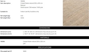 Covor design LUX tesut manual din iuta Vieste 200x300cm