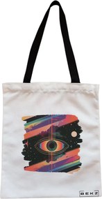 Sacosa de Panza pentru Cumparaturi, Geanta Tote, model Celestial Eye 11, Cu fermoar, 38x34.5 cm, Alba, BEKZ®