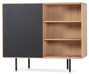 Comodă neagră/în culoare naturală joasă din lemn de stejar 118x100 cm Fina – Gazzda