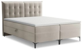 Pat boxspring taupe cu spațiu de depozitare 180x200 cm Mikana – Makamii