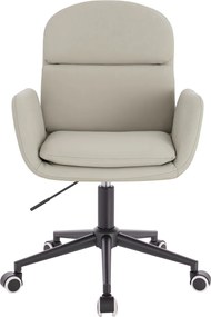 HR480K Scaun Ecru Piele Ecologica Premium Soft cu Bază Neagră