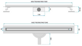 Rea Neox Slim Pro rigola liniara 80 cm otel REA-G5802