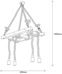 Lustră suspendată pe cablu EREBOS, 4 x E27, max. 40 W, 230 V, maro