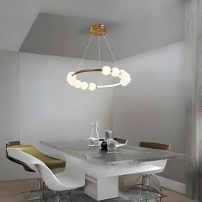 Lustra Led Cu Telecomanda, 3 Tipuri De Lumina, Inaltime Reglabila, 48W, Gold