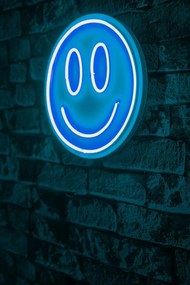 Decoratiune luminoasa LED de perete Smiley Albastru 27 cm