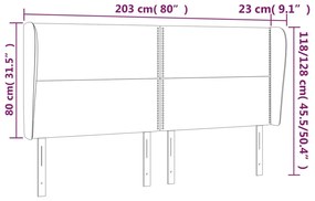 Tablie de pat cu aripioare gri inchis 203x23x118 128 cm catifea 1, Morke gra, 203 x 23 x 118 128 cm