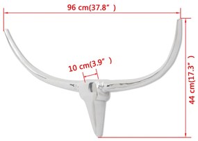 Decoratiune pentru perete tip cap de taur, aluminiu, 96 cm, argintiu 96 cm
