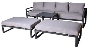 Set mobilier de grădină negru/bej din metal pentru 8 persoane Portland – Rojaplast