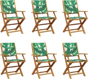 vidaXL Scaune de grădină pliabile 6 buc., textil verde/lemn masiv