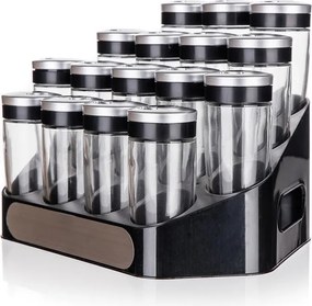 BANQUET Set recipiente mirodenii ALTIMA cu suport negru, 17 piese