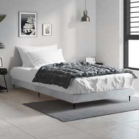 vidaXL Cadru de pat, gri beton, 90x200 cm, lemn prelucrat