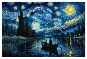 Tablou barcă sub cerul nopții
