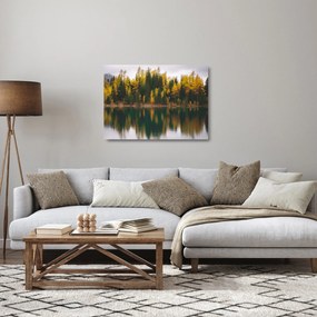 Tablou pe sticlă cu lac de pădure (70x50 cm)