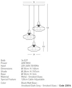 Lustra suspendata design decorativ Zenia 3L fumurie