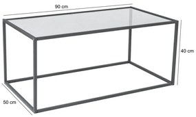 Măsuță de conferință Lizbon Black cu sticlăînchisă la culoare