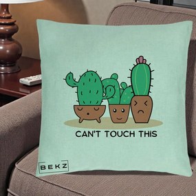 Perna Decorativa Cactus Funny Can't Touch This, 40x40 cm, Verde Menta, Husa Detasabila, Perna Inclusa, BEKZ®