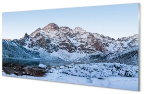 Tablouri acrilice lac de iarnă de munte