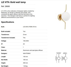 Aplica LED moderna design decorativ LE VITA LED Gold 29690