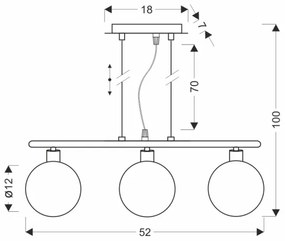 Lustră pe cablu SOMUL 3xG9/20W/230V fumuriu-negru