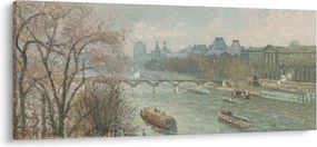 Tablou - Camille Pissarro, The Louvre, Afternoon, Rainy Weather, reproducere (120x50 cm)
