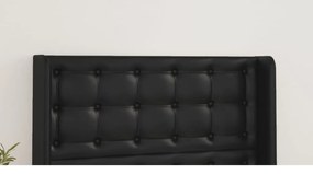 3119664 vidaXL Tăblie de pat cu aripioare, negru, 103x16x118/128 cm, piele eco