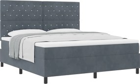 vidaXL Pat cu arcuri cu saltea Gri închis 180 x 200 cm Catifea