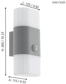 Eglo 97313 - LED Aplica perete exterior cu senzor FAVRIA 1 2xLED/5,5W/230V