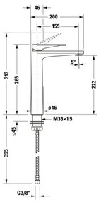 Duravit Tulum baterie lavoar stativ crom TU1040002010