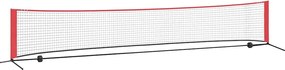 vidaXL Rețea de tenis Negru și roșu 494,5 x 90 x 87 cm Poliester