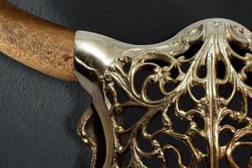 Decoratiune murala cap de taur auriu cu coarne EXOTIC BULL 60cm